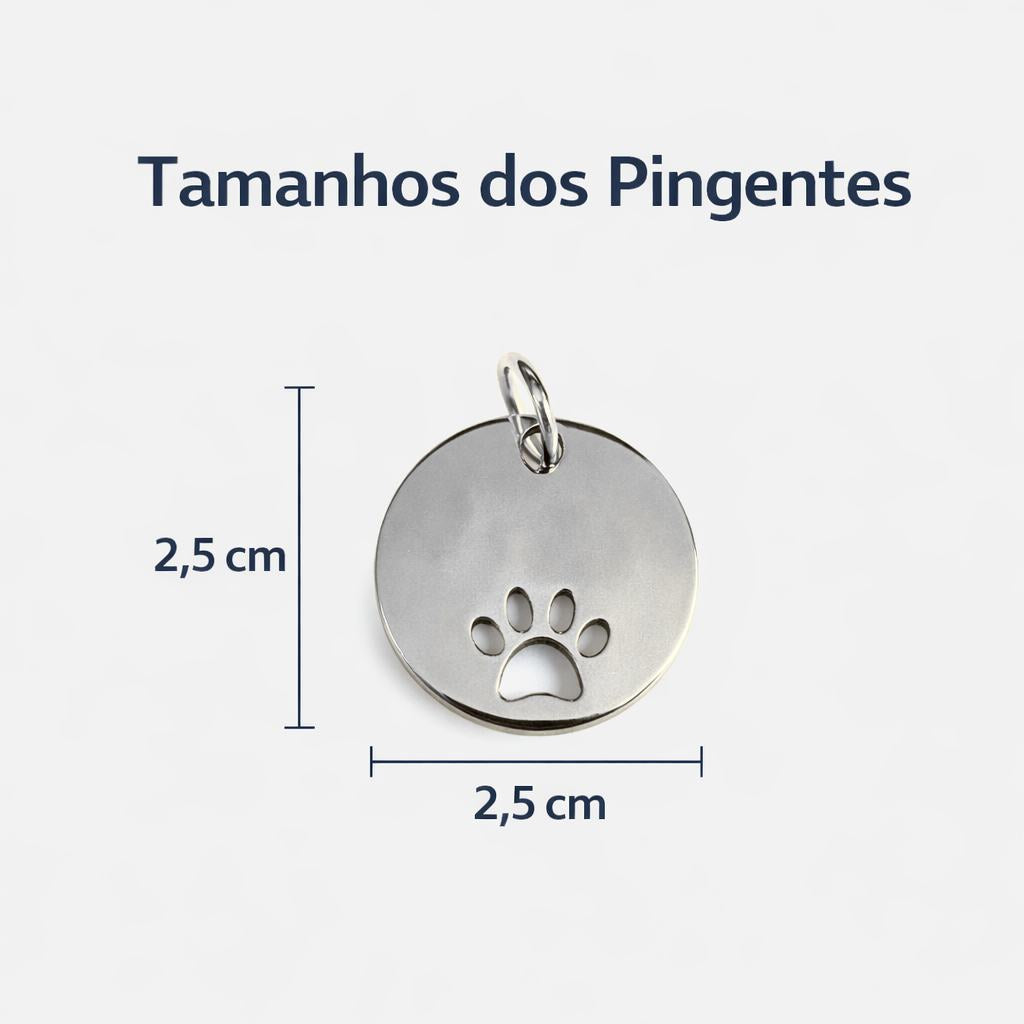 Pingente para cachorro Inox Redondo 2,5x2,5cm