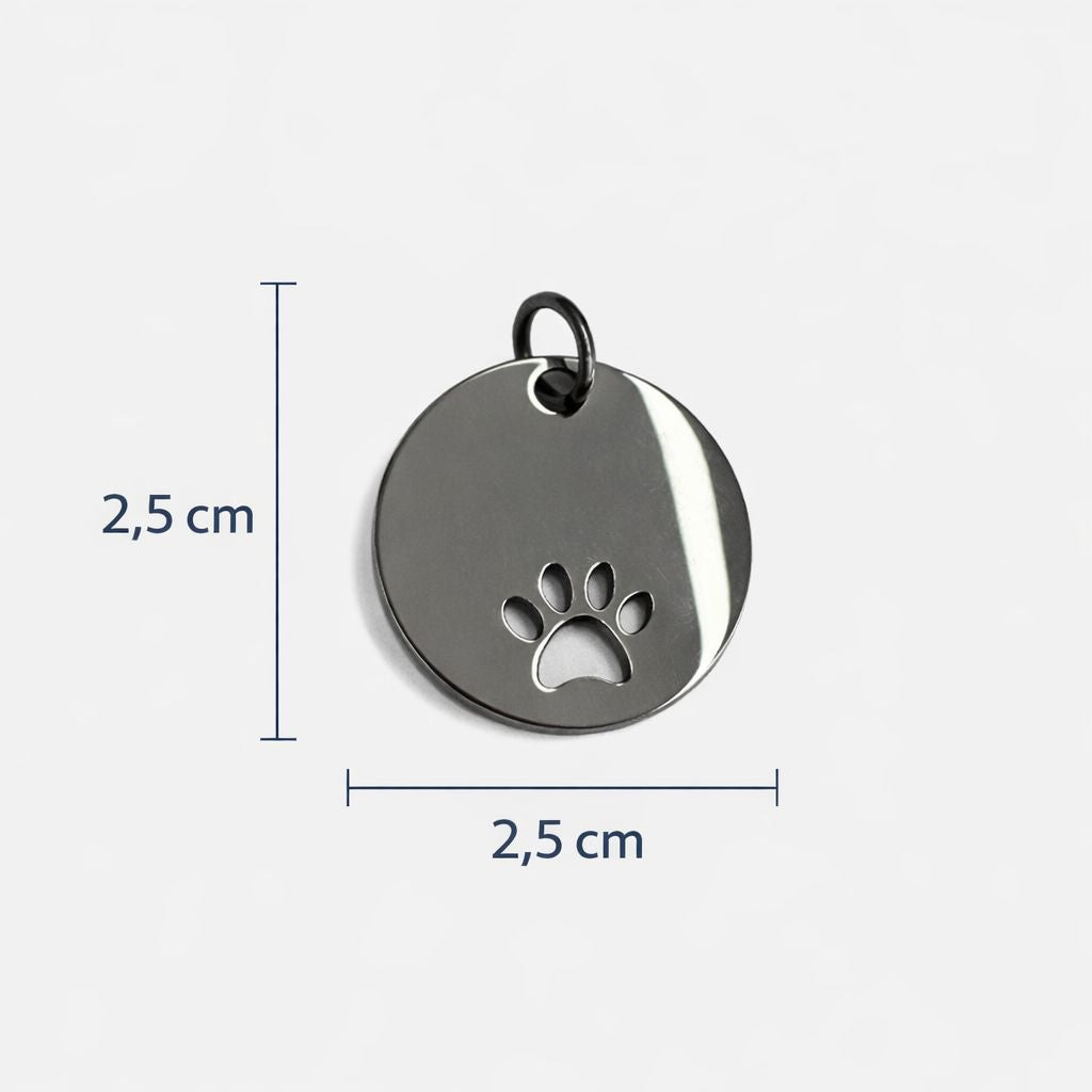 Pingente para cachorro Inox Redondo 2,5x2,5cm