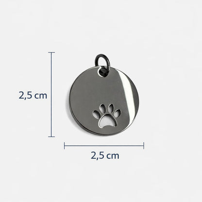 Pingente para cachorro Inox Redondo 2,5x2,5cm