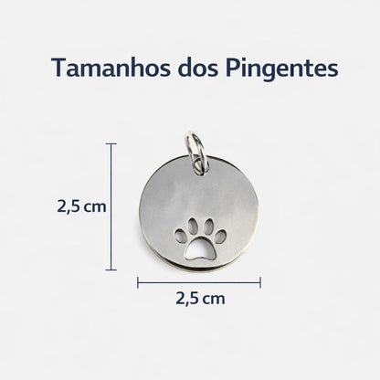 Pingente para cachorro Inox Redondo 2,5x2,5cm